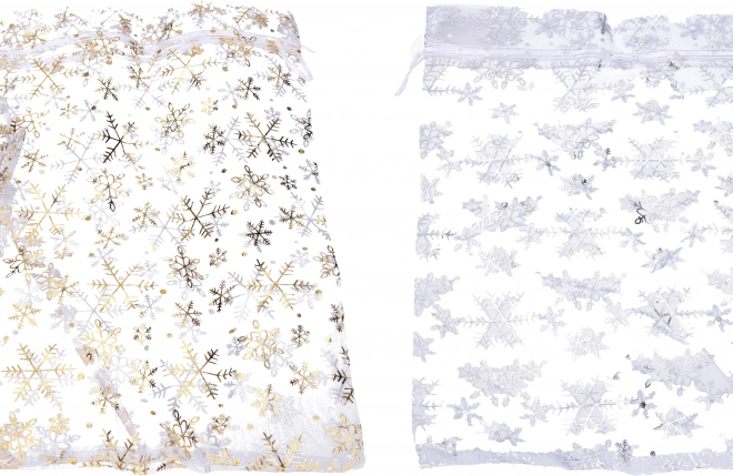 Pungă pentru cadou Organza cu fulgi de zăpadă 25x35 cm Crăciun