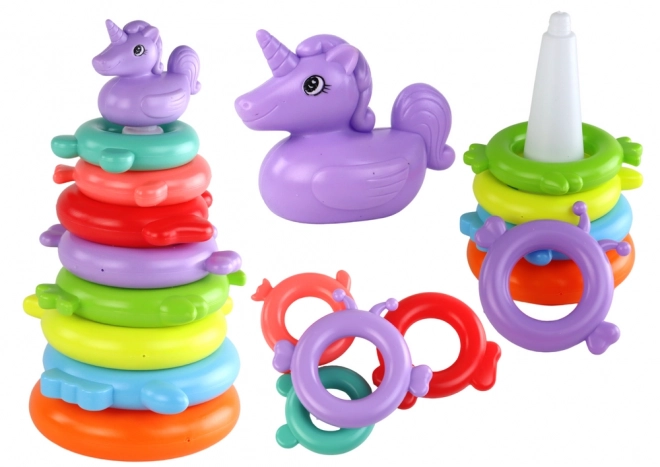 Piramidă unicorn cu 8 inele colorată