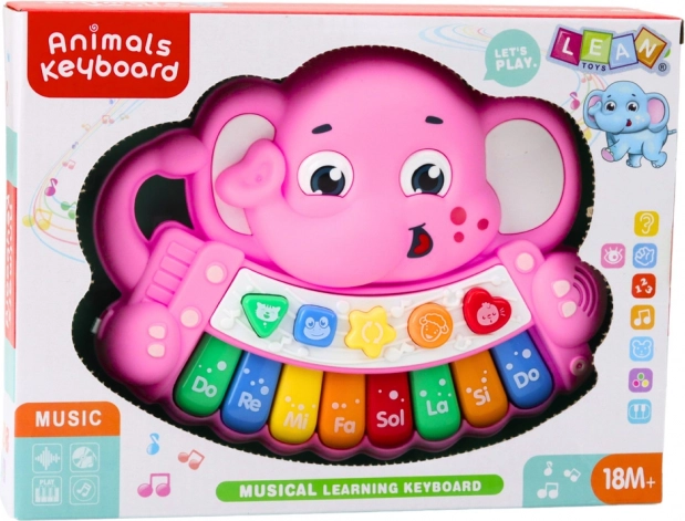 Pian Interactiv Roz Elefănțel – Melodii, Gama, Sunete Animale