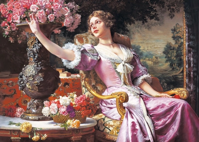 Puzzle 3000 piese femeie în rochie mov de W. Czachórski