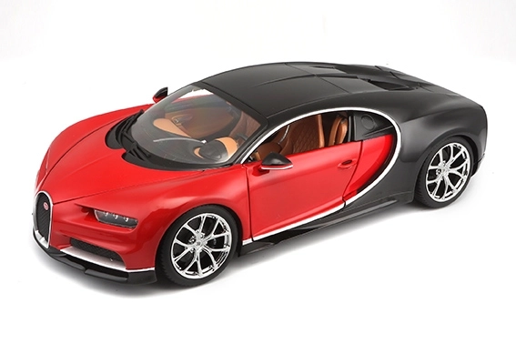 Model mașină Bburago 1:18 Plus Bugatti Chiron negru/roșu