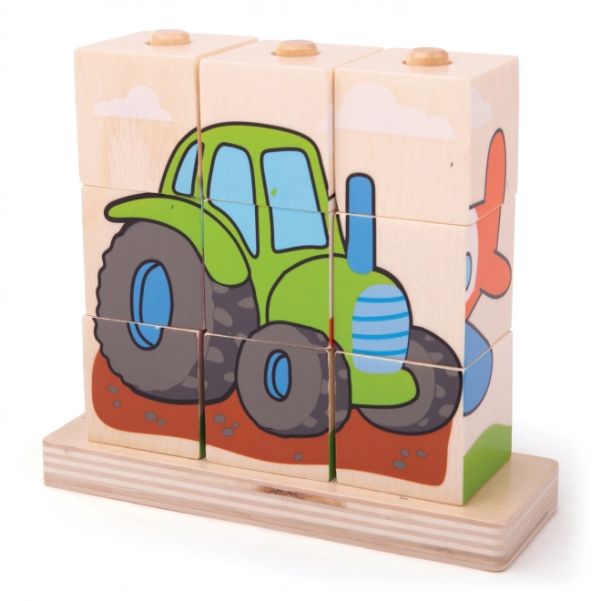 Cuburi de sortare Bigjigs Baby - Vehicule