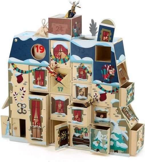 Calendar de advent din lemn Vilac căsuță