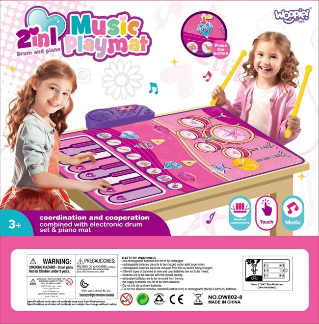 WOOPIE Saltea Muzicală Mare 2în1 Tobe și Pian Interactiv