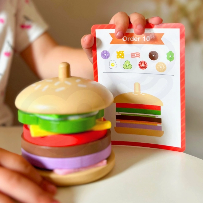 Burger din lemn pentru copii 15 piese WOOPIE GREEN