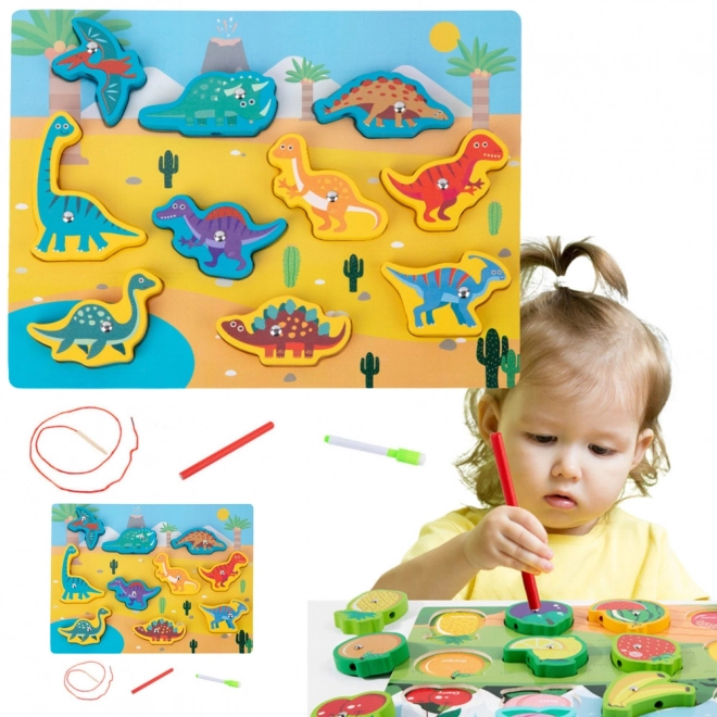 Puzzle magnetice din lemn dinozauri