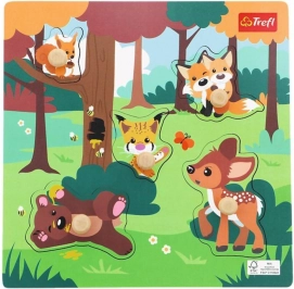 Puzzle din lemn Animale din pădure, 5 piese
