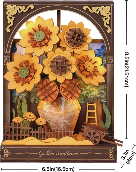 Puzzle 3D din lemn Floarea Soarelui de Aur