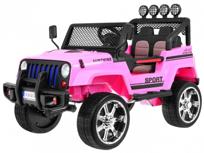 Mașină de teren Raptor Drifter roz + Telecomandă + Tracțiune 4x4 + Spațiu de depozitare + Start lent + LED MP3