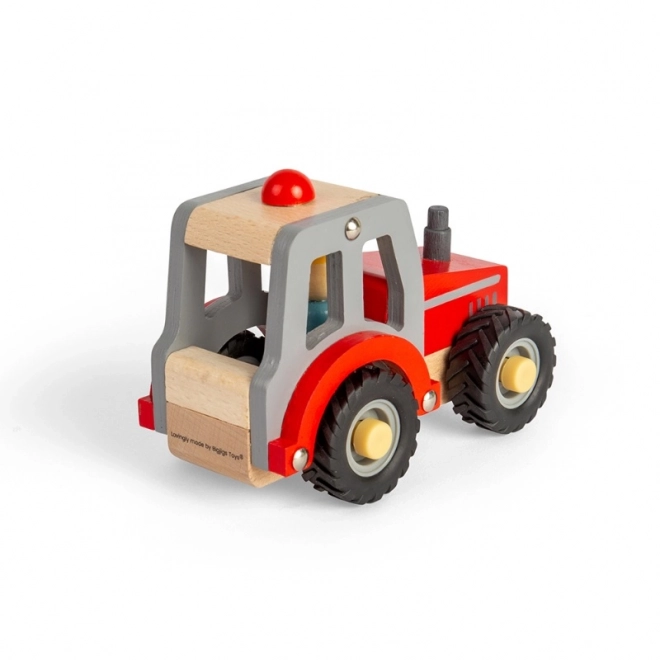 Tractor roșu din lemn Bigjigs Toys