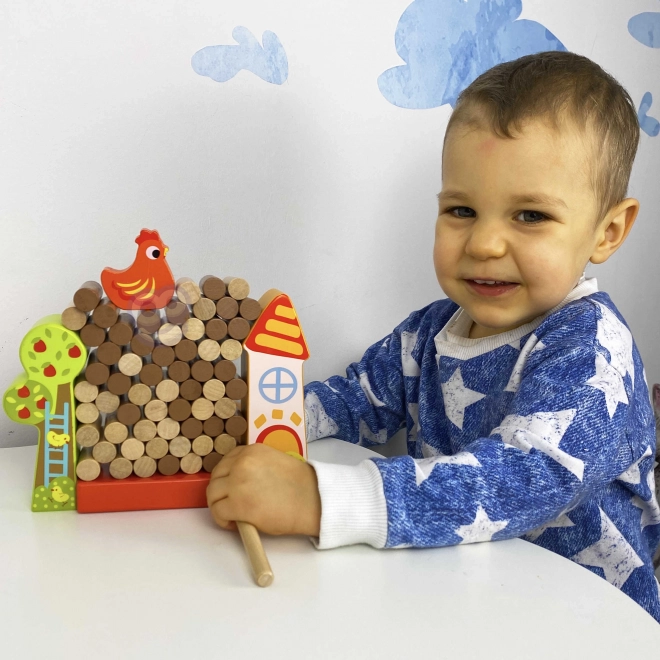 Joc de lemn Tooky Toy Cade Găina Fermă