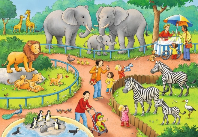 Puzzle 2 în 1 Ravensburger - O zi la zoo