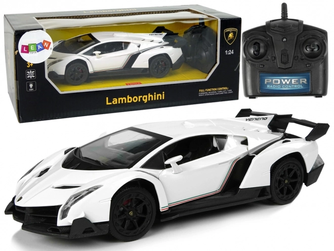 Mașină sport R/C 1:24 Lamborghini Veneno alb cu telecomandă și lumini