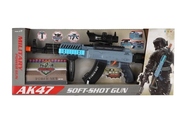 Puşcă automată cu gloanţe din spumă, cu lumină şi sunete, 60 cm