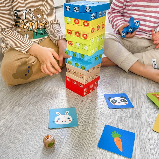 Joc din lemn Jenga Animale TOOKY TOY