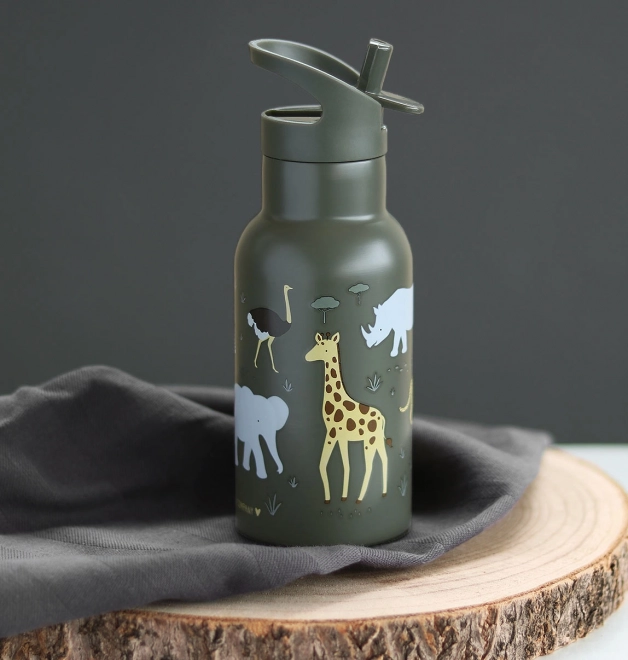 A Little Lovely Company Sticlă de băut din oțel inoxidabil 500 ml – Animale din savană