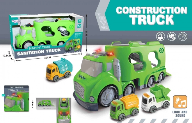 Woopie camion de remorcare verde City Truck cu efecte sonore și luminoase