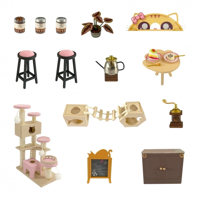 Miniatura căsuței cafenea pisicilor cu grădină