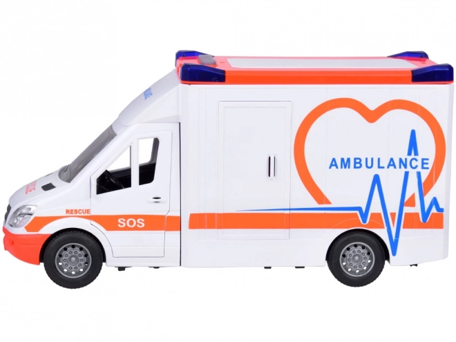 Ambulanță interactivă cu uși rabatabile și efecte luminoase și sonore