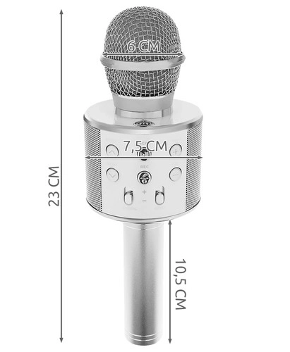 Mikrofon karaoke wireless cu difuzor – argintiu