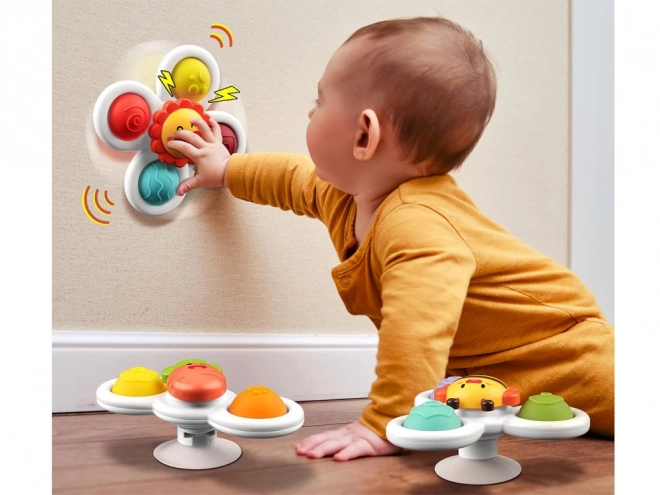 Jucărie senzorială fidget spinner cu ventuză, set de 3