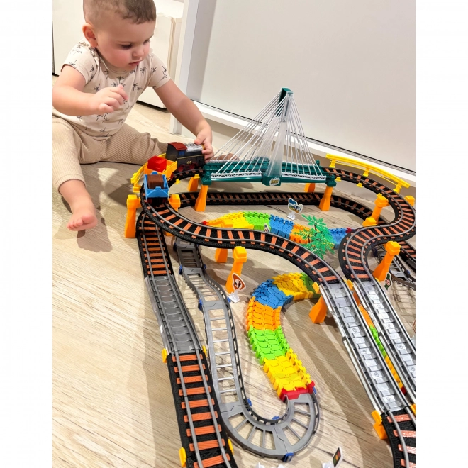 Joc educativ 2 în 1 cu tren și mașinuță WOOPIE