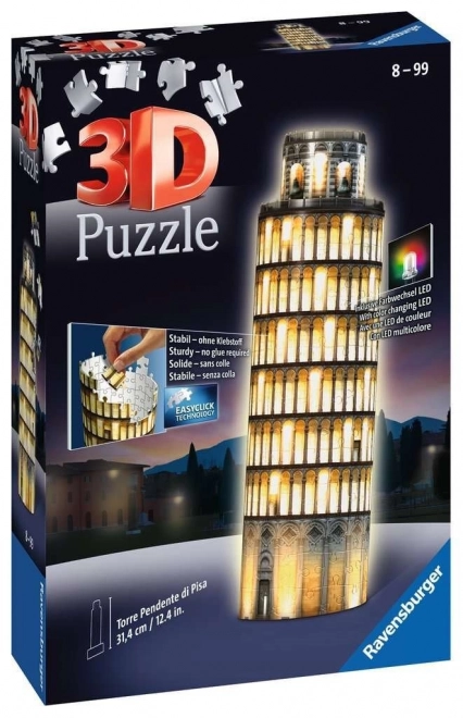 Ravensburger 3D Puzzle Luminos Turnul înclinat din Pisa