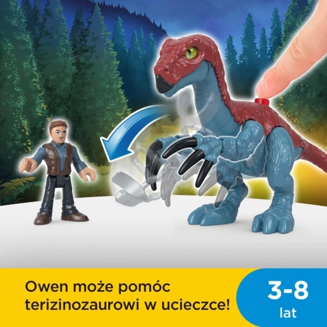 Set figurine Jurassic World Imaginext Therizinosaurus și Owen