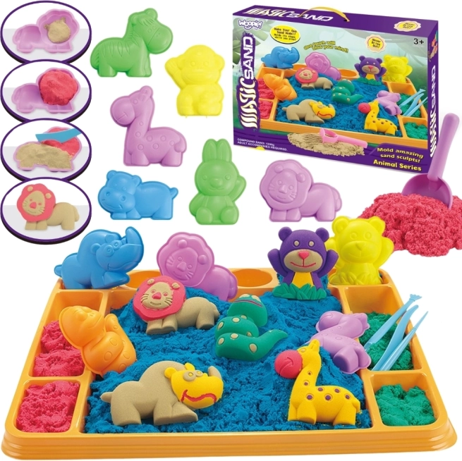 Set XL ZOO Aventură Safari cu Nisip Magic Woopie cu Masă și Forme
