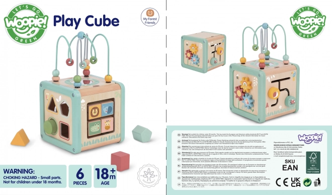Cub educațional multifuncțional WOOPIE GREEN din lemn