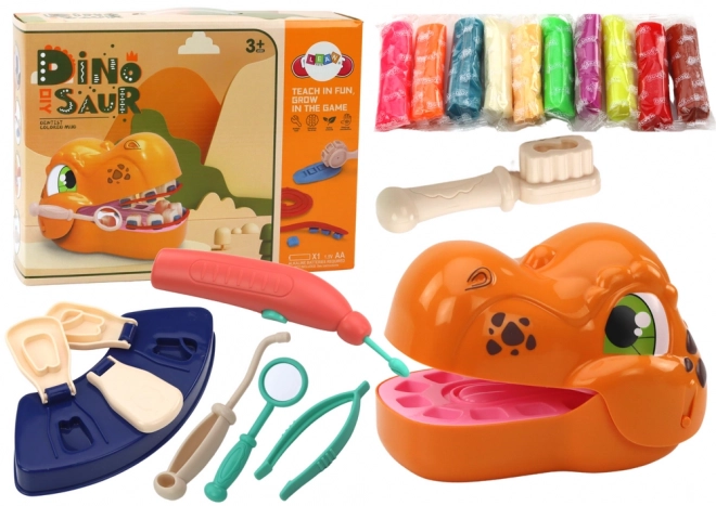 Set creativ cu dinozaur dentist cu plastilină