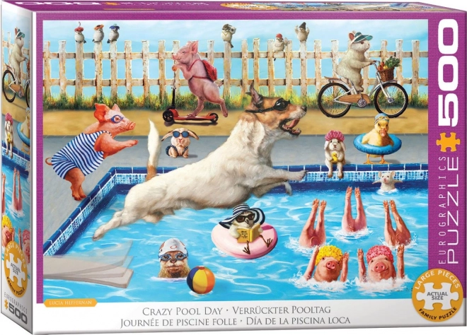 Puzzle zi nebună la piscină XL 500 piese