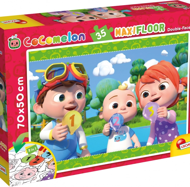 Puzzle maxi față-verso COCOMELON 2 în 1, 35 de piese, 70 × 50 cm