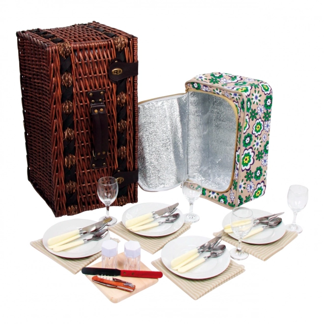 Coș de picnic deluxe pentru 4 persoane