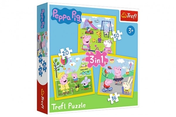 Puzzle 3 în 1 Peppa zi veselă