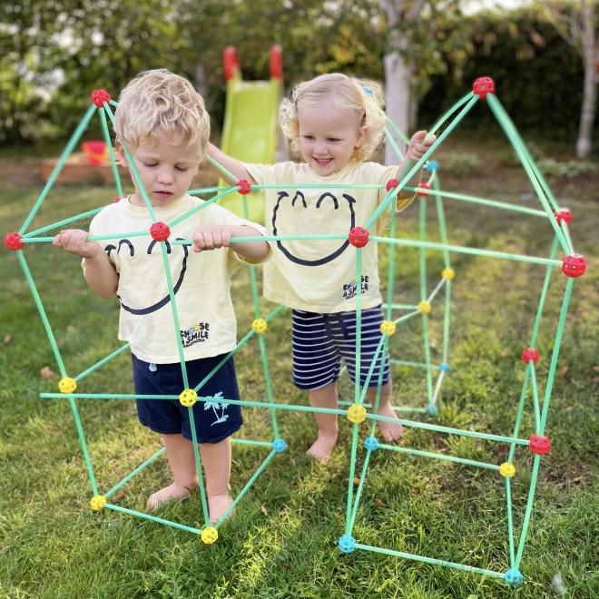 WOOPIE Mari Construcții Blocuri Set Cort Paie Tuburi 128 buc