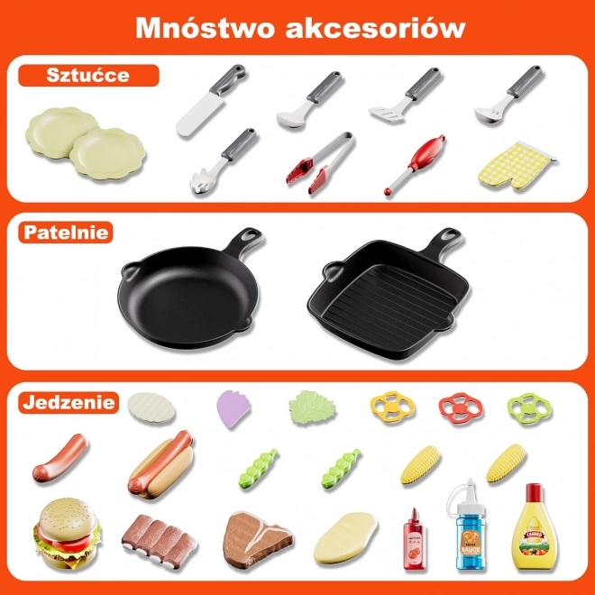 Grătar de Jucărie pentru Barbecue cu LED-uri, set de 31 de piese Woopie