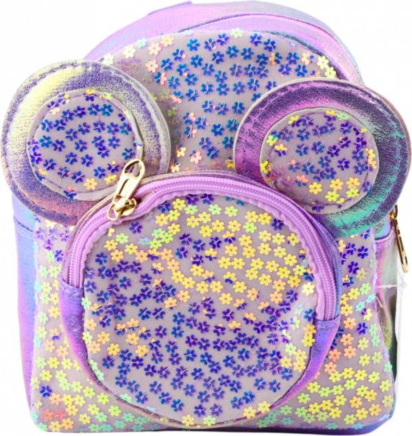 Rucsac pentru copii cu paiete și urechi de șoarece violet 22 cm 3L