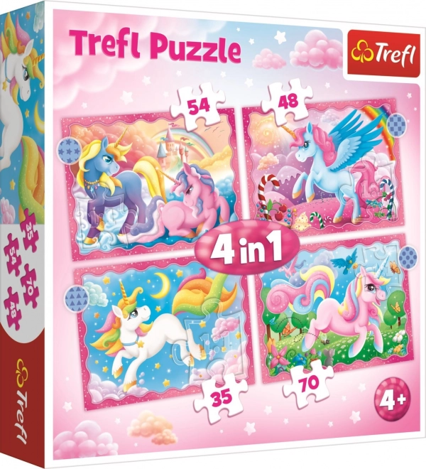 Puzzle 4-în-1 Unicorn și magie