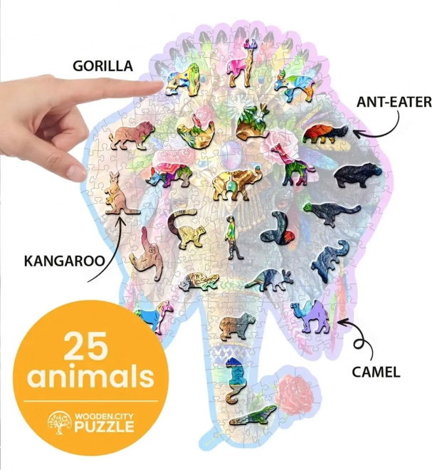 Puzzle din lemn elefant elegant