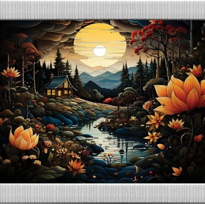 Puzzle Frumusețile Nopții 3în1 cu Ramă și Adeziv, 1000 Piese