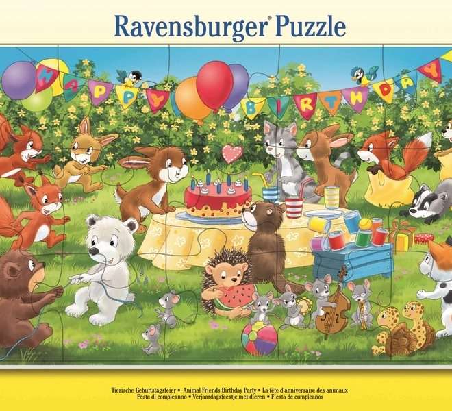 Puzzle Ravensburger Petrecerea aniversară cu prieteni din lumea animalelor 15 piese