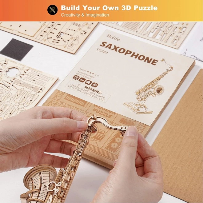 Puzzle 3D din lemn Saxofon