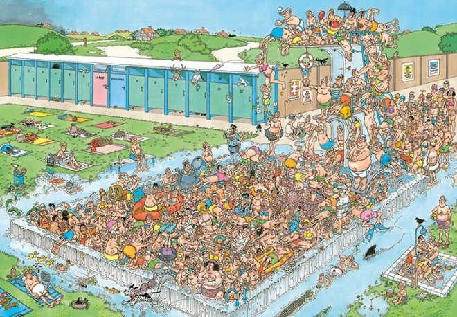 Puzzle piscină aglomerată Jan van Haasteren 2000 piese