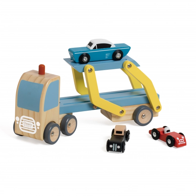 Transportator auto din lemn cu 4 vehicule - Classic World