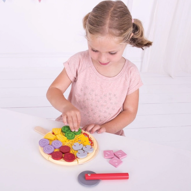 Pizza de tăiat din lemn Bigjigs Toys