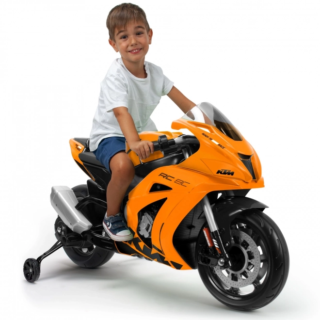 Motocicletă electrică pentru copii INJUSA 6493 KTM RC8C 12V cu sunete
