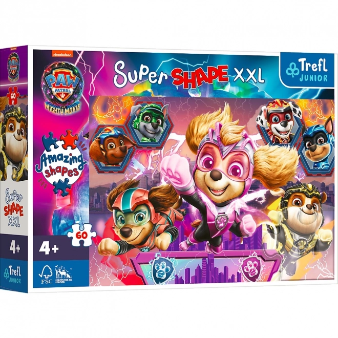 puzzle super shape xxl patrulă paw în super film 60 piese