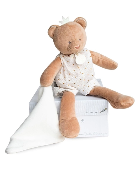 Set cadou doudou cu ursuleț de pluș și păturică 28 cm