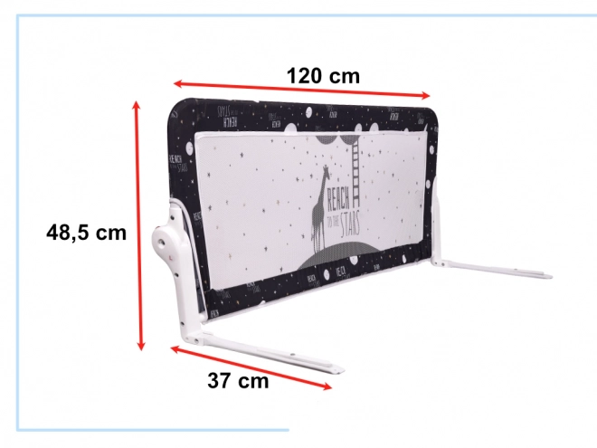 Barieră de protecție neagră pentru pat, 120 cm